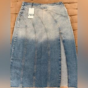 Zara Denim Skirt with Front Split